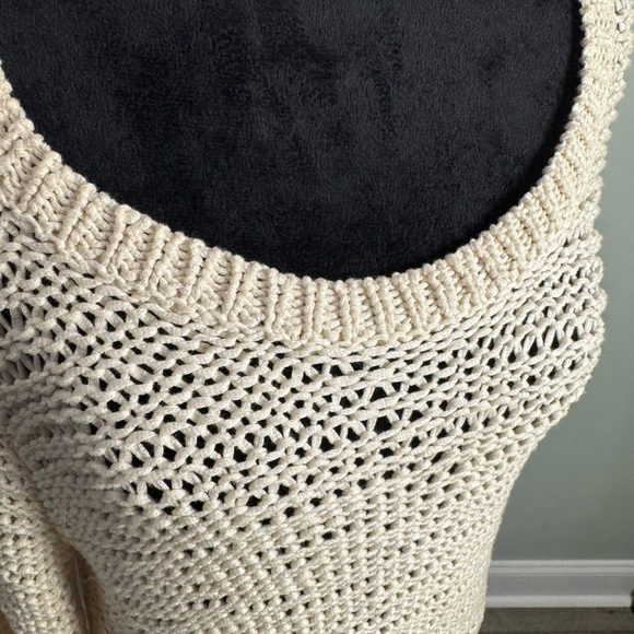 Eileen Fisher Hand Knit Ivory Sweater Large Cotton Blend Textured scoop - Picture 2 of 8